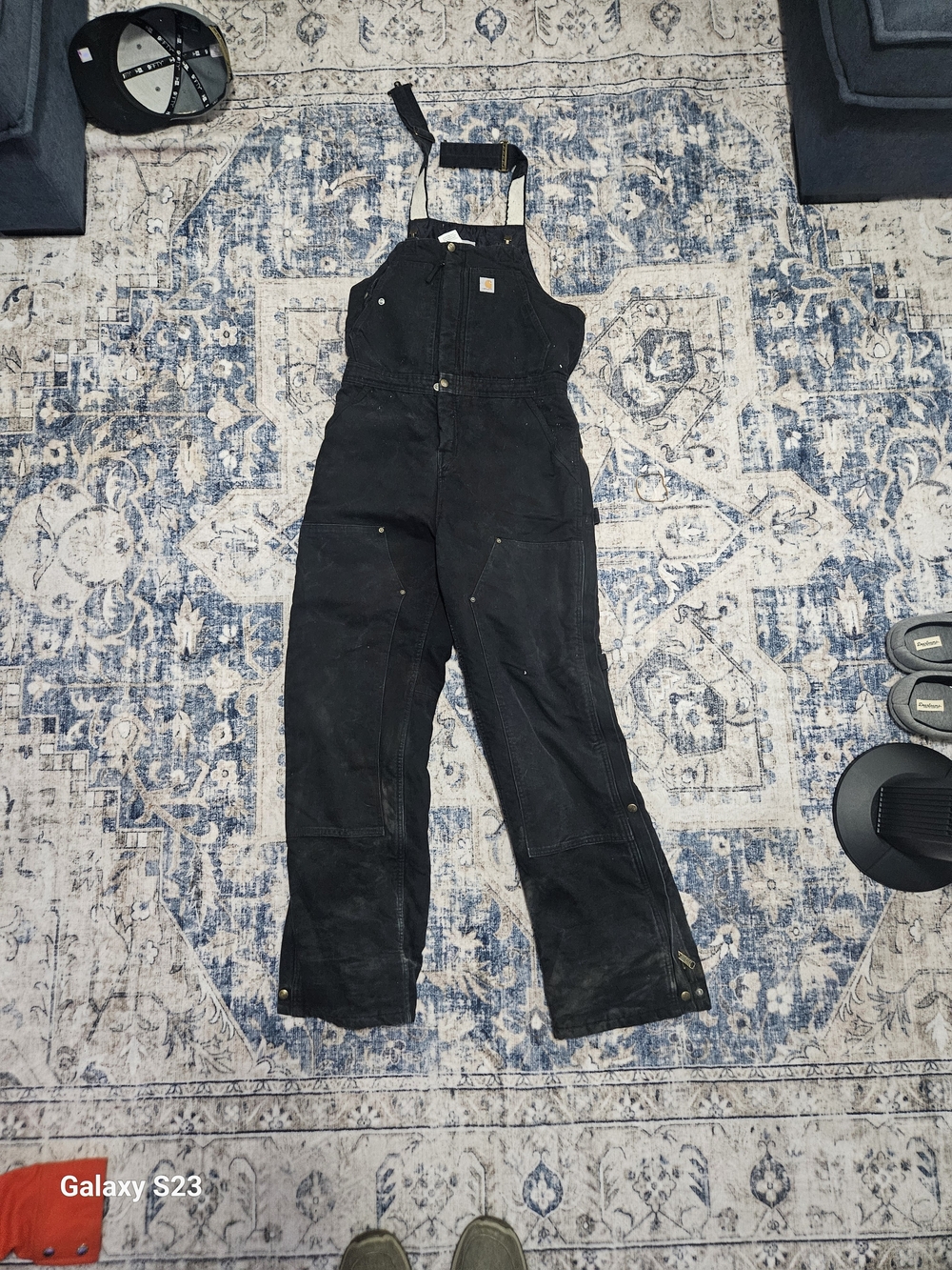 Carhartt Black Insulated Duck Bib Overalls Men's Medium 8/10 Quilt Lined Full Zi